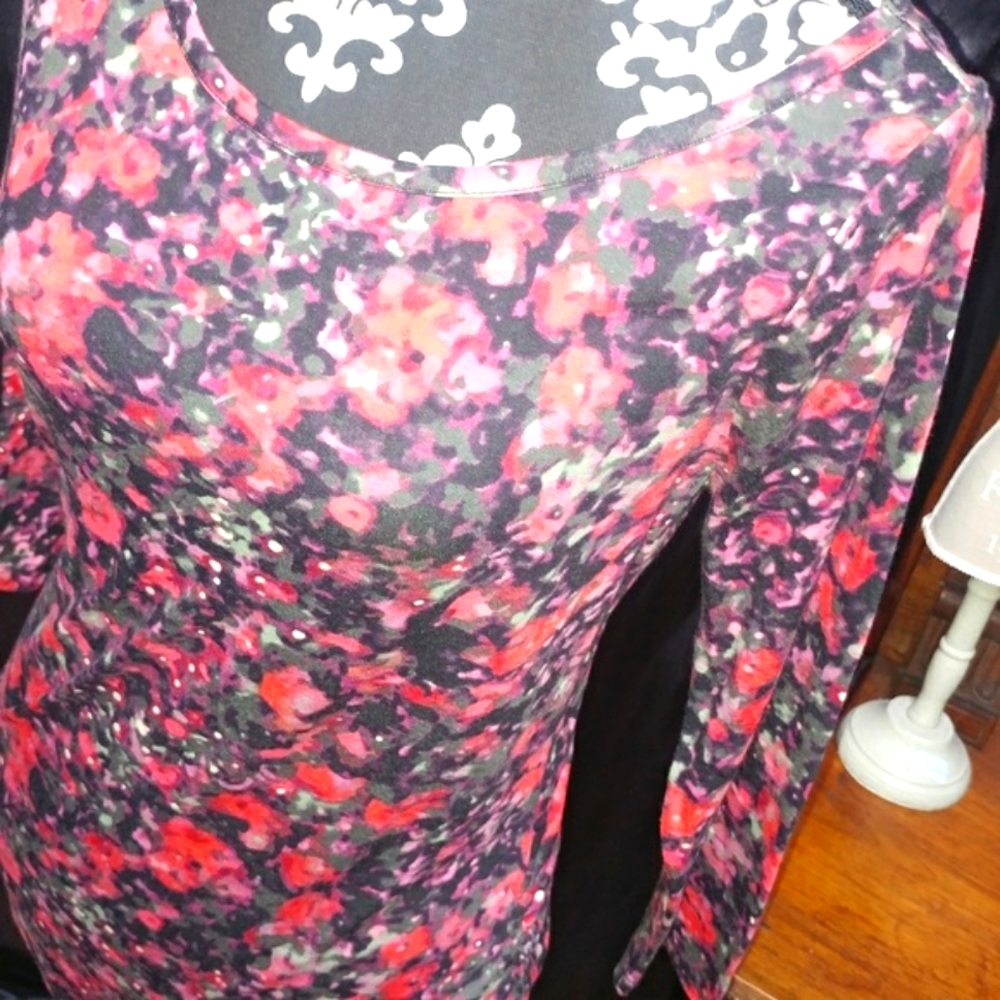 French Connection Casual Basic Ruched Side Floral… - image 2